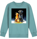 Kids Sweatshirt | Batida & Foxi letzer Abend in teal featuring a graphic of two dogs with a lantern.