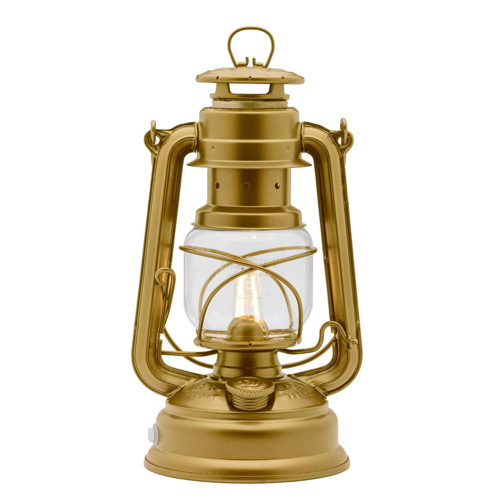 Feuerhand LED Laterne Baby Special 276 in Gold, traditionelles Design mit moderner LED-Technologie.