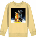 Kids Sweatshirt | Batida & Foxi letzer Abend in Viva Yellow featuring adorable cartoon dogs with lantern.