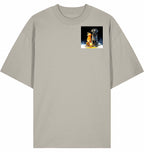 Unisex Loose Fit T-Shirt | Laternenmoment mit Batida & Foxi in Stone color featuring unique dog art print.