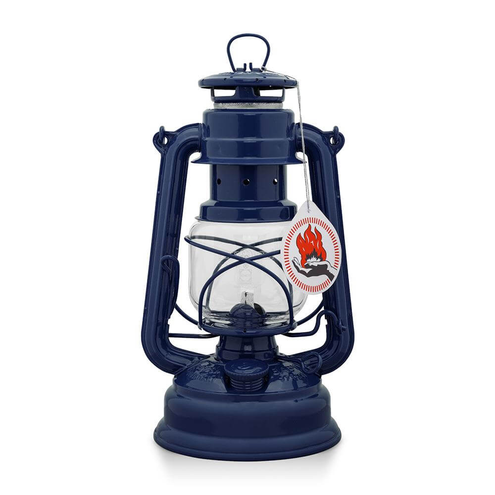 Feuerhand Baby Special 276 Sturmlaterne in Cobalt Blue, ideale stromlose Outdoor-Beleuchtung für zuverlässiges Licht.