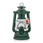 Feuerhand Baby Special 276 Sturmlaterne in moss green, ideal for outdoor lighting, durable galvanized steel construction.
