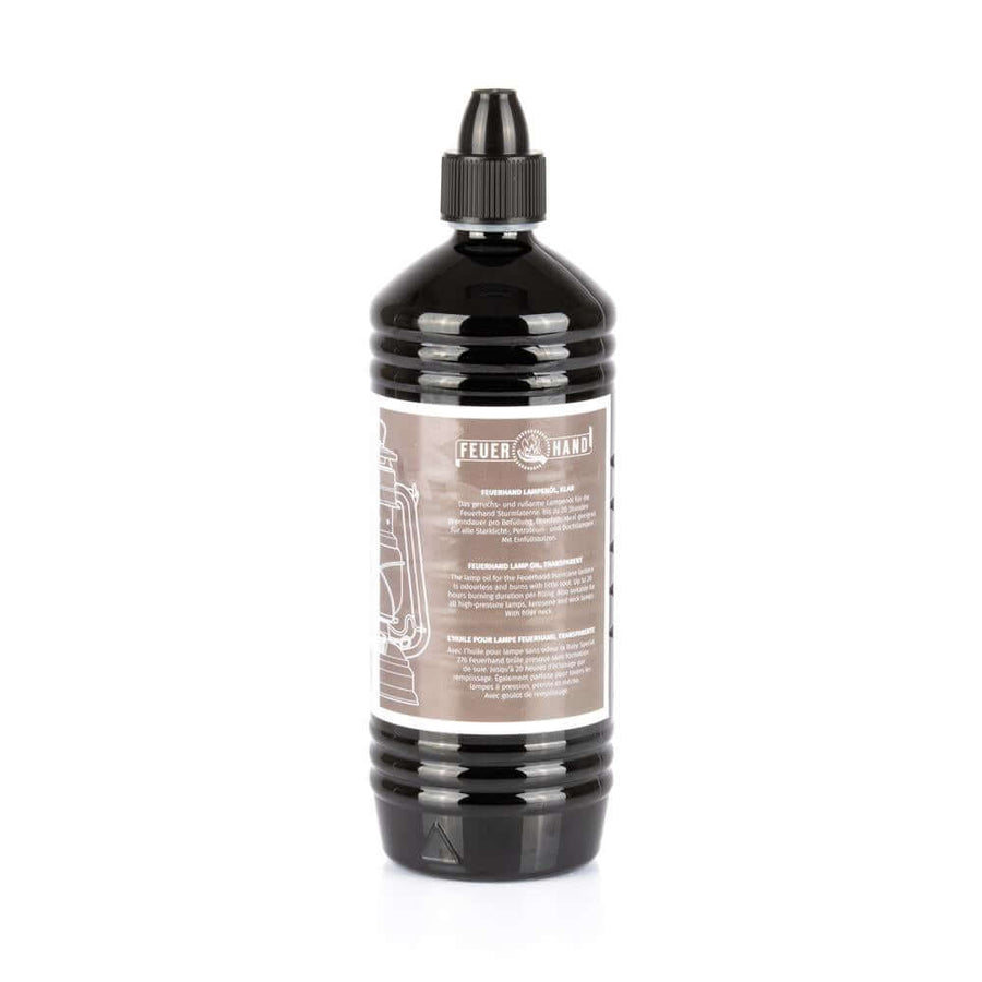 Feuerhand Lampenöl 1 Liter in schwarzer Flasche, hochwertiges Brennmittel für Sturmlaternen.