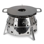 Atago Grillplatte auf einem Grill mit natürlichen Antihafteffekt und 3 mm starker Stahlkonstruktion.