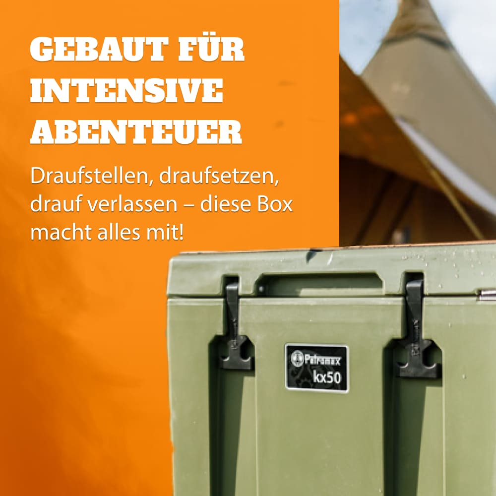 Kühlbox KX50 inkl. Sitzkissen, Korb & Trennbrett, olivcool