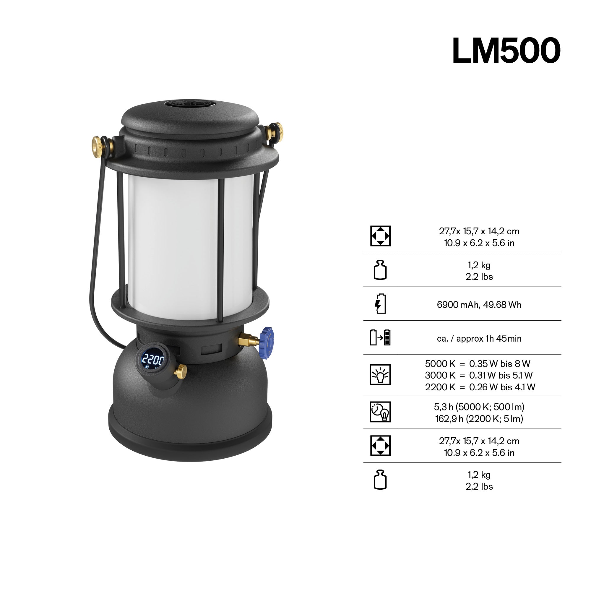 LM500 LED Laterne - Schwarz