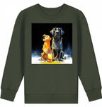 Kids Sweatshirt | Batida & Foxi letzer Abend featuring illustrated dogs with lantern on khaki crewneck.