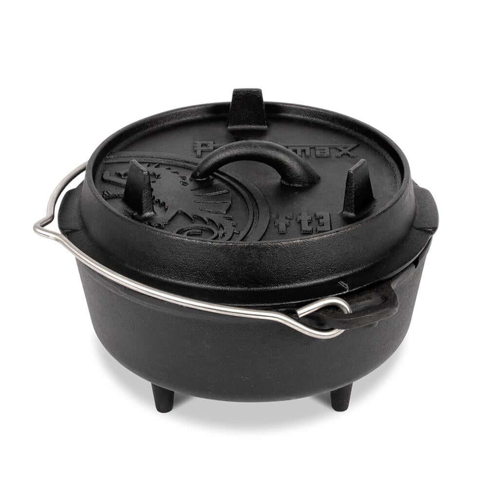 Feuertopf (Dutch Oven) von Petromax aus Gusseisen mit Deckel und Füßen, ideal für das Kochen am offenen Feuer.