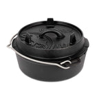 Feuertopf (Dutch Oven) aus Gusseisen mit Deckel, ideal für das Kochen am offenen Feuer, 1-3 Personen, 1.6L Größe.